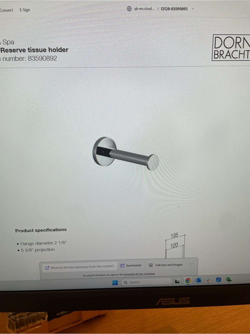 Dornbracht Tara Reserve Wall-Mounted Tissue Holder in Brushed Platinum